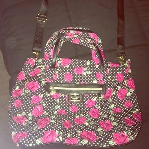 Betsy Johnson polka dot rose tote purse